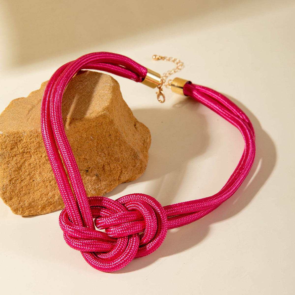 European and American Style Unique Knot Design Statement Necklace Drawstring Snake Chain Clavicle Chain Women's Simple Pendant Jewelry