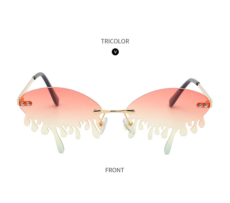 Christmas Costume Personality Tear Sunglasses for Women Metal Frameless Sunglasses Trendy European and American Party Funny Glasses