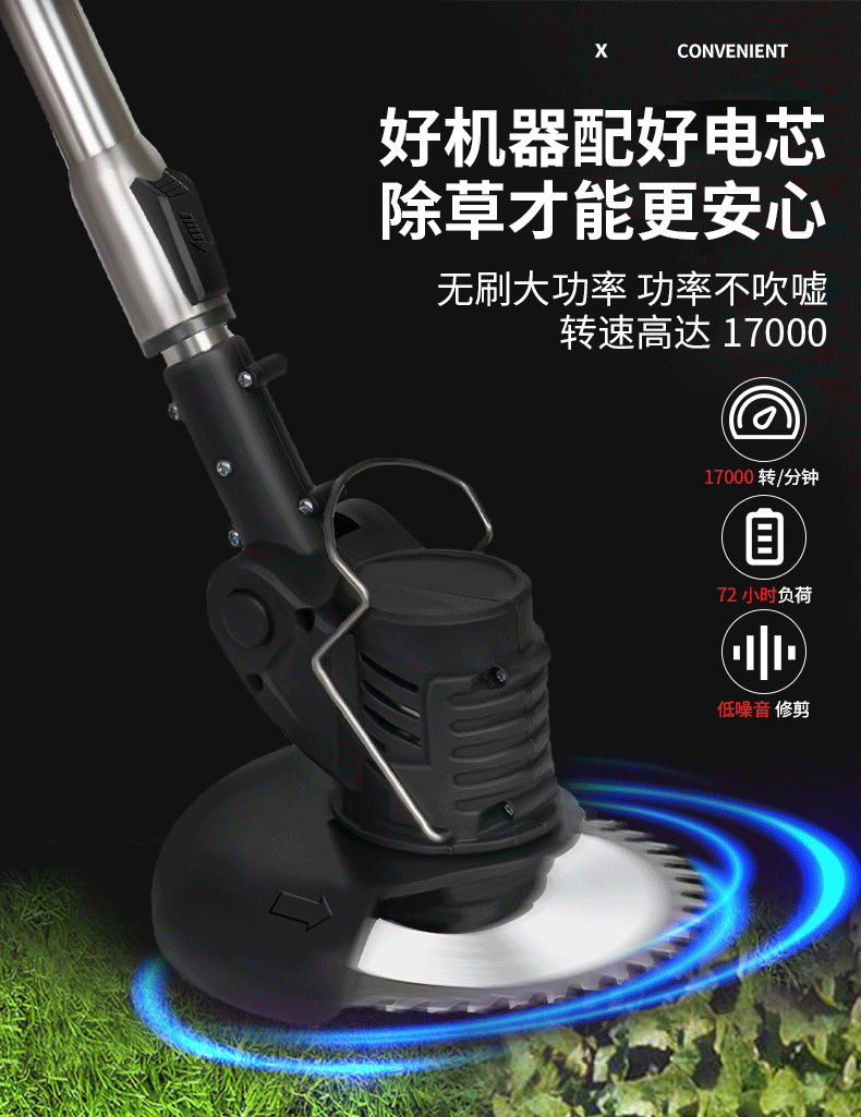 Lithium Battery Lawn Mower Weed Eater Rechargeable Household Grass Trimmer Electric Portable Garden Pruner Cordless