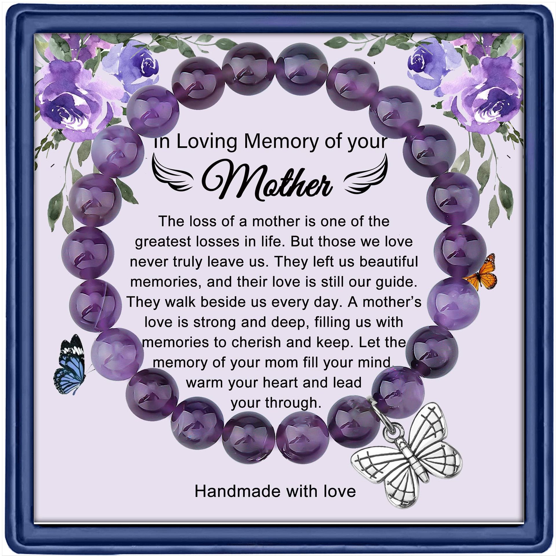 New Arrival Mom Gift Amethyst Bracelet Obsidian Agate Bracelet Mother's Day Angel Pendant Bracelet