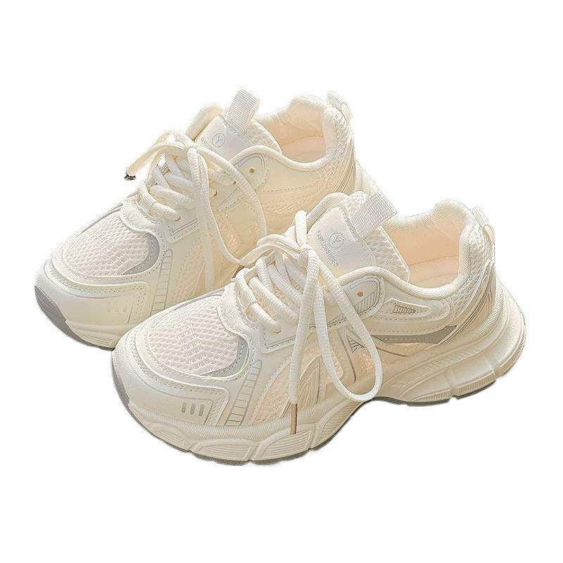 2025New Summer Women's Shoes Dad Shoes Breathable Mesh White Shoes Niche Versatile Thick-Soled Sneakers Casual Shoes
