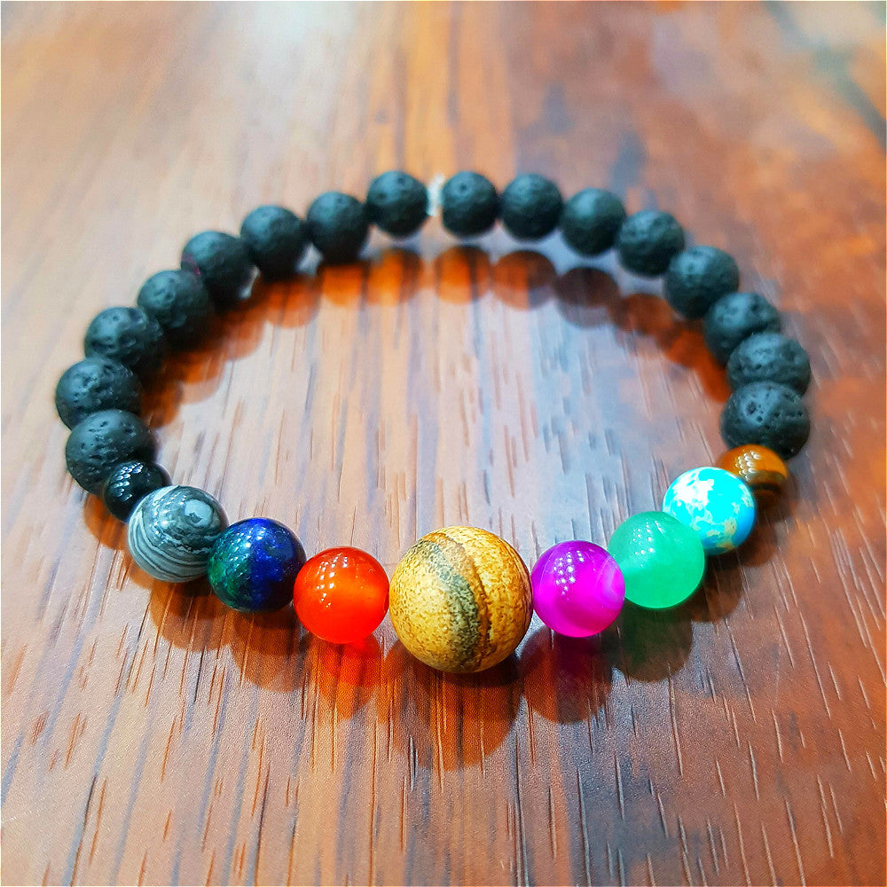 Hot-Selling Universe Galaxy Solar System Eight Planets Bracelet Guardian Star Natural Stone Bead Bracelet Seven Meridians Bracelet