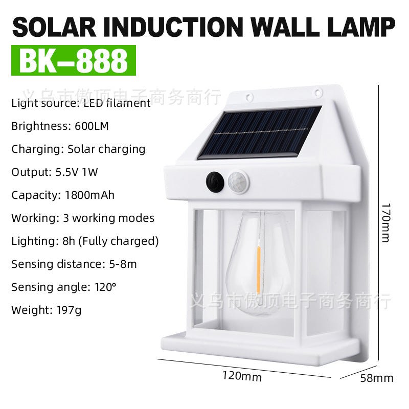 New Solar Light Outdoor Human Body Sensor Light Waterproof Street Light Tungsten Wall Light Garden Courtyard Night Light