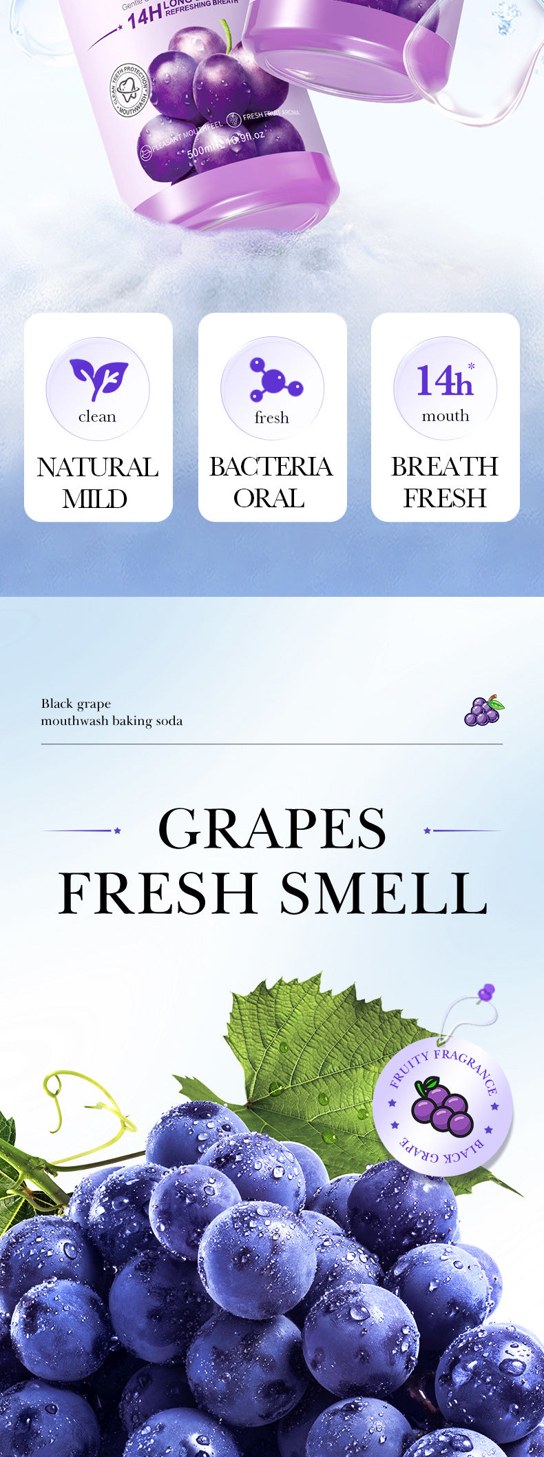 Fruit Mouthwash SADOER Fresh Orange Baking Soda Tooth Stain Remover Mouthwash Bottle Cross-Border Wholesale