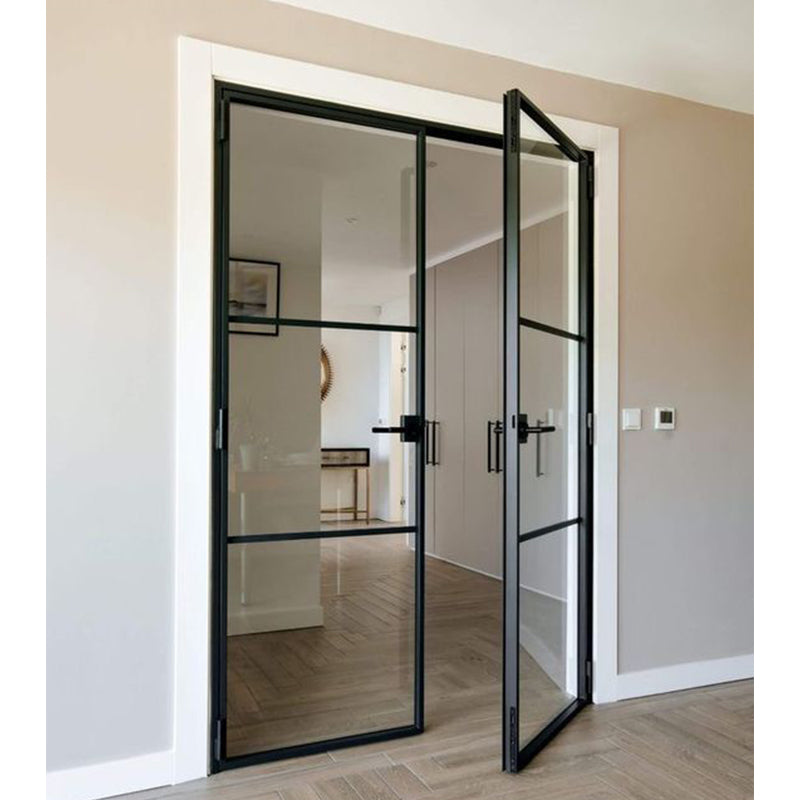 High Quality Metal Glass Door Metal Frame Glass Double Opening Interior Door