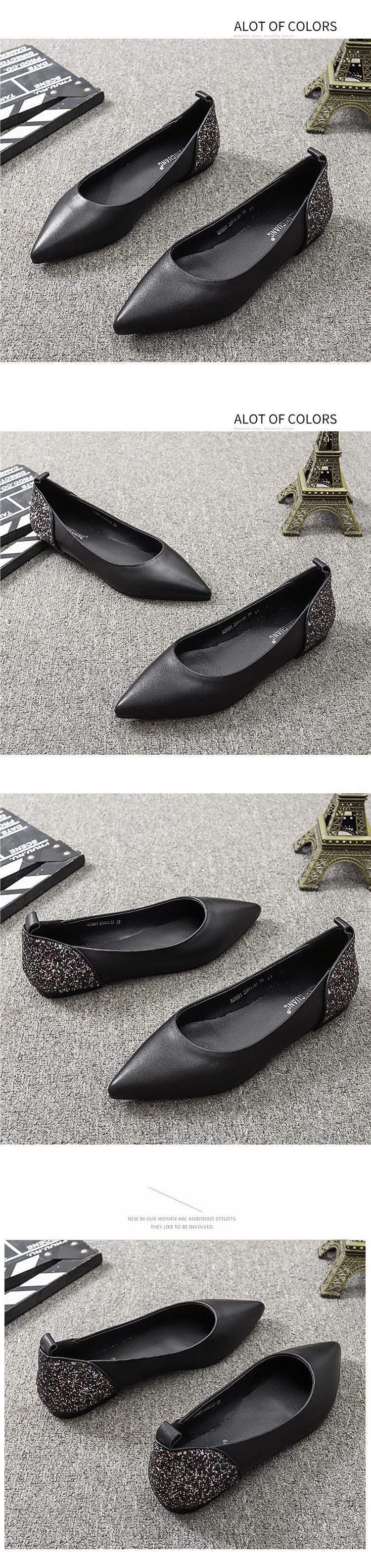 Women's Soft Leather Flat Shoes2025Pointed Toe French Style New Spring and Autumn Evening Breeze Soft Sole Shallow Mouth Comfortable Grandma Shoes Trendy