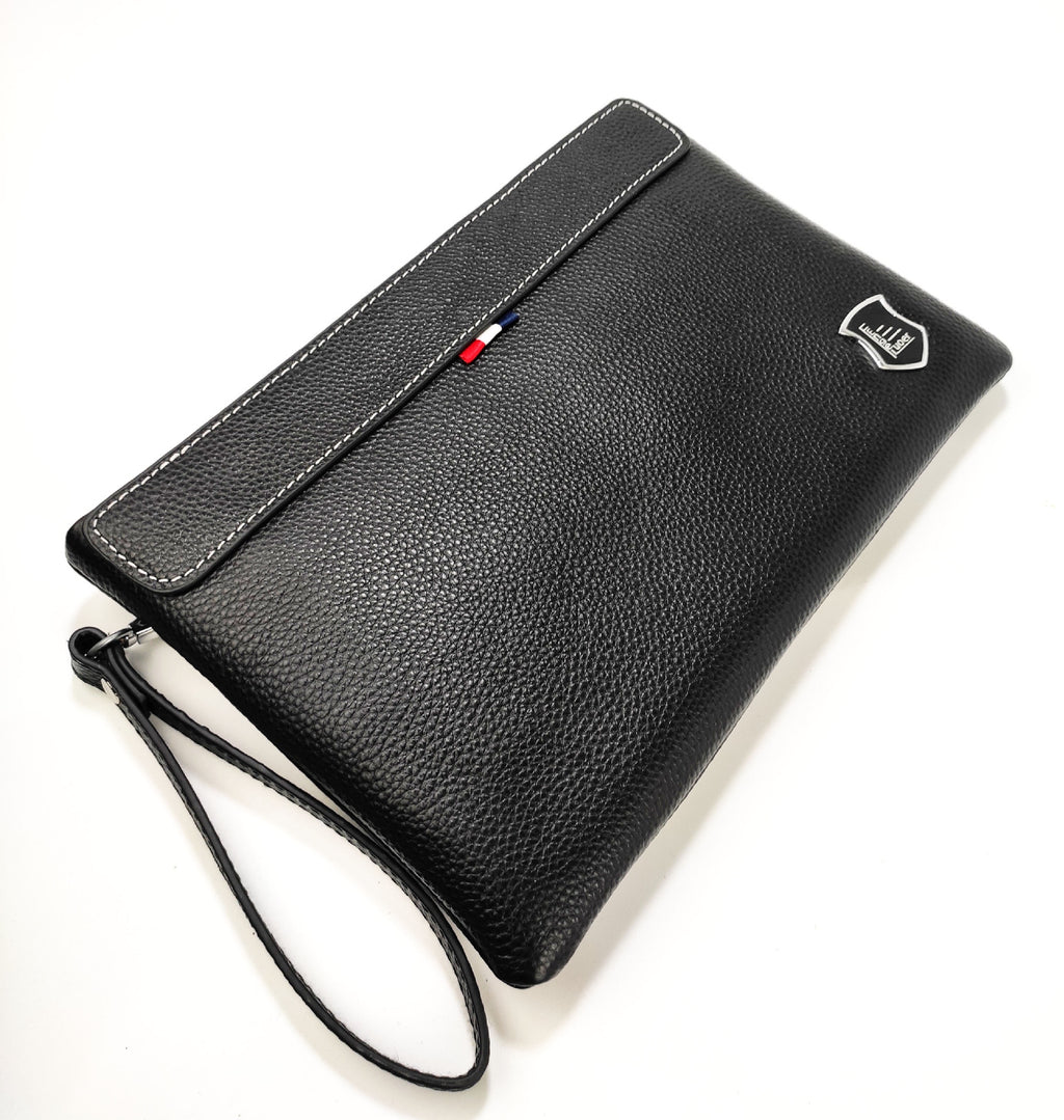 Business Commuting Genuine Leather Clutch Bag for Men, Casual Large Capacity Top Layer Cowhide Men's Handheld Wallet Phone Bag