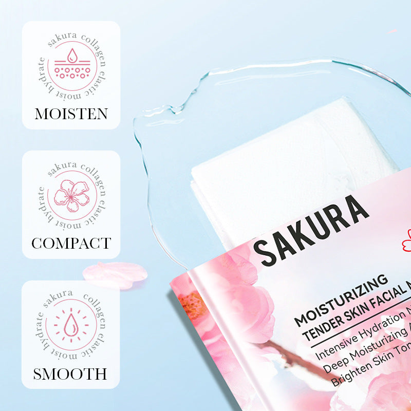 Sakura Facial Mask Sheet Pack SADOER Collagen Moisturizing Rejuvenating Nourishing Face Mask Cross-Border Wholesale