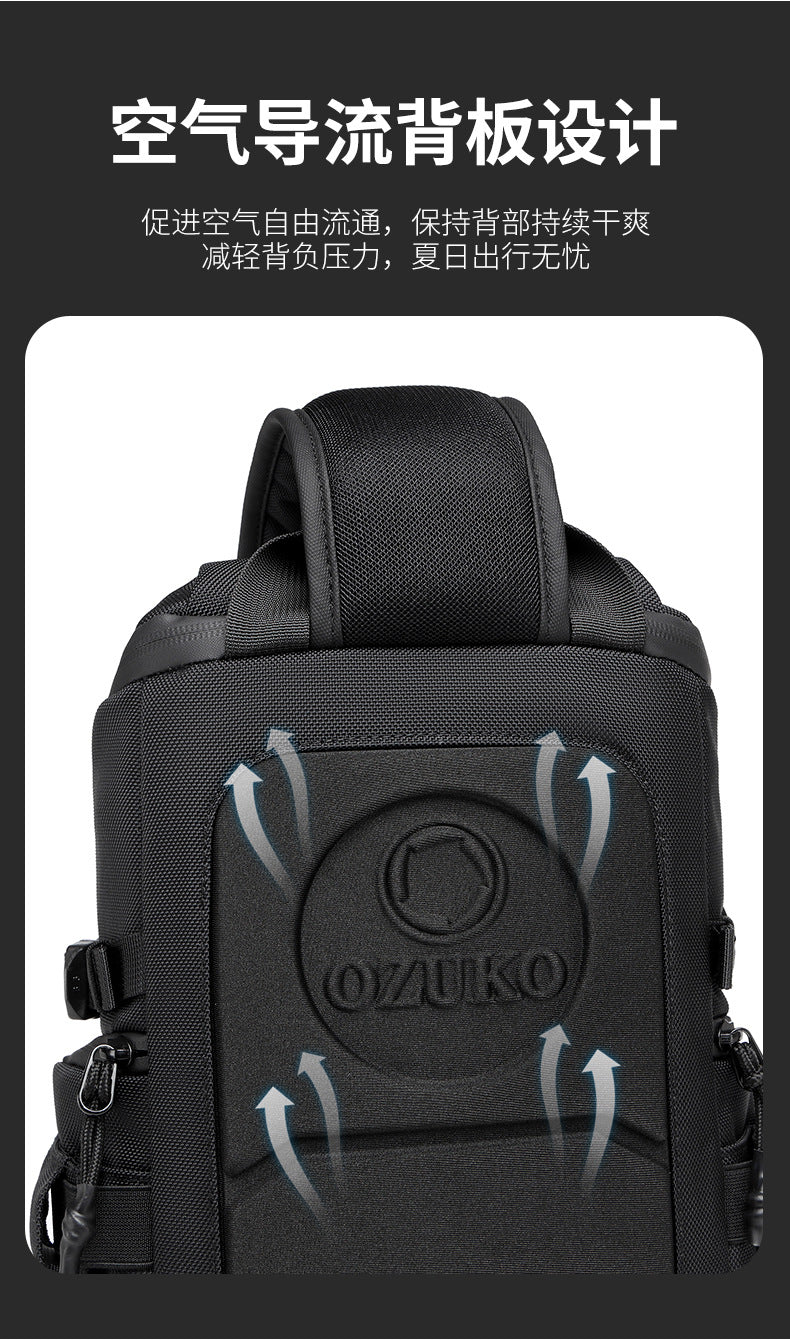 OZUKO Tactical Chest Bag Men's Crossbody Bag Waterproof Multifunctional Outdoor Portable Bag Cycling Trendy Shoulder Bag