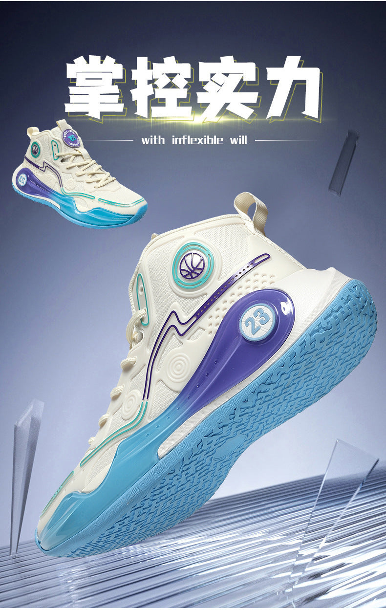 Four Seasons New Non-Slip Wear-Resistant Shock-Absorbing Youth High-Top Breathable Comfortable Sports Shoes Trendy Practical Basketball Shoes