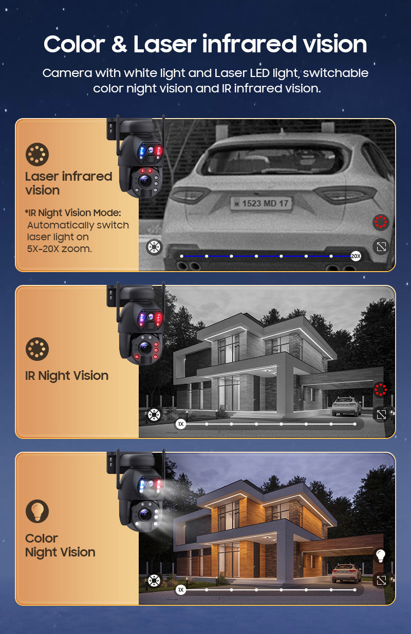 Factory direct sales4G Binocular6MP HD Outdoor Gun Ball Solar Camera202x Zoom Night Vision Camera