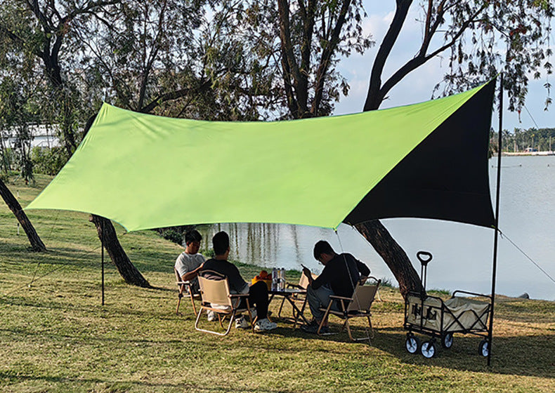 Outdoor Camping Canopy Portable Foldable Camping Gear Rainproof Sunproof Awning Black Coating Sunshade Travel Gear
