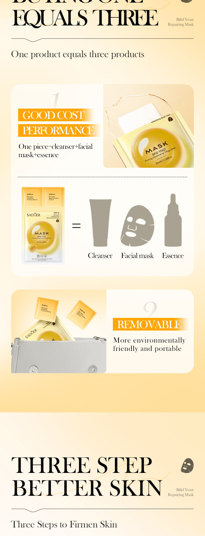 Trilogy Mask SADOER Hyaluronic Acid Firming Acne Removal Hydrating Beauty Mask Cross-Border Wholesale