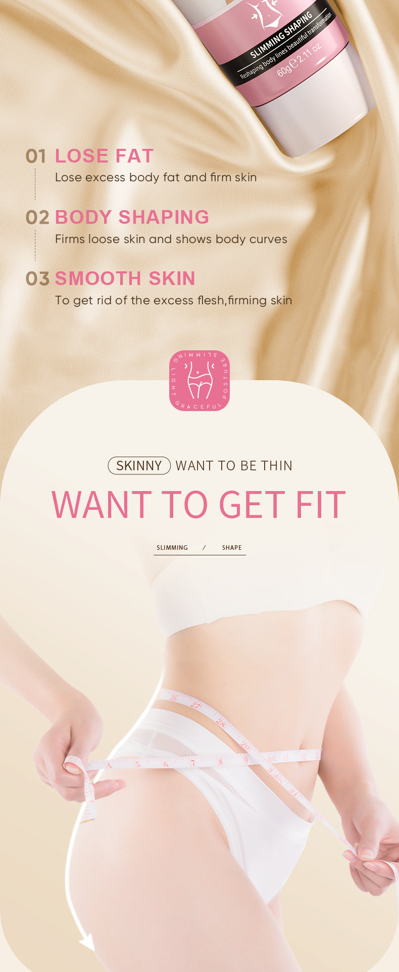 Full English Slimming Cream SADOER Body Shaping Care Products  Foreign Trade Live Streaming Skincare Manufacturer Wholesale