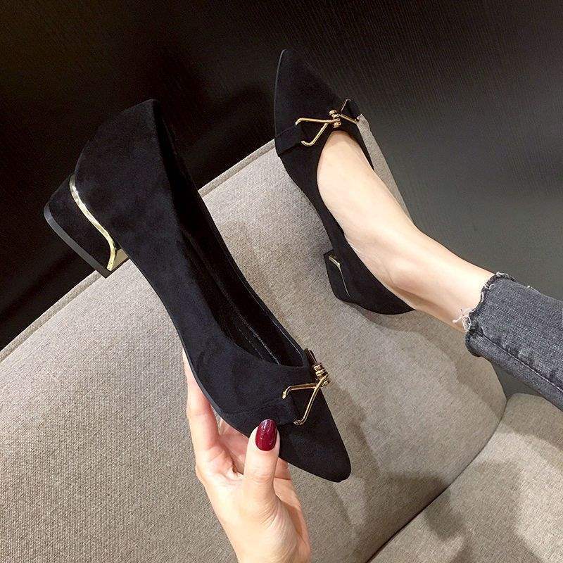Pumps Women2025New Korean Style Versatile Fairy High Heels for Women, Soft Sole, Non-Chafing, Chunky Mid Heel Fashion Shoes for Women
