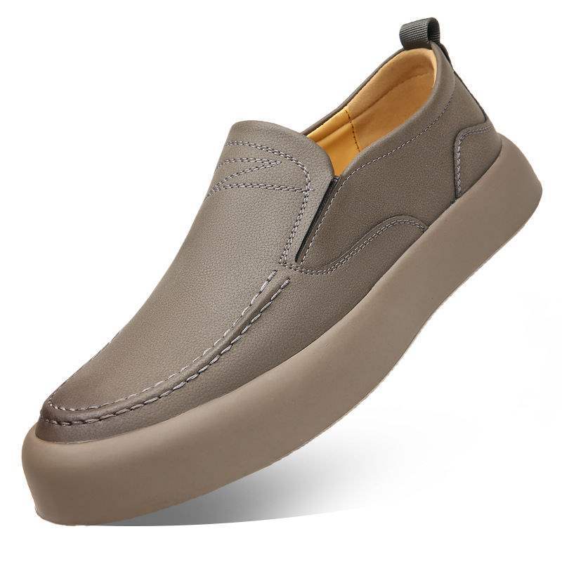 Casual Men's Shoes Business Formal Slip-On Rubber Soft Sole Fashion Hand-Sewn Dirt-Resistant Breathable British Style