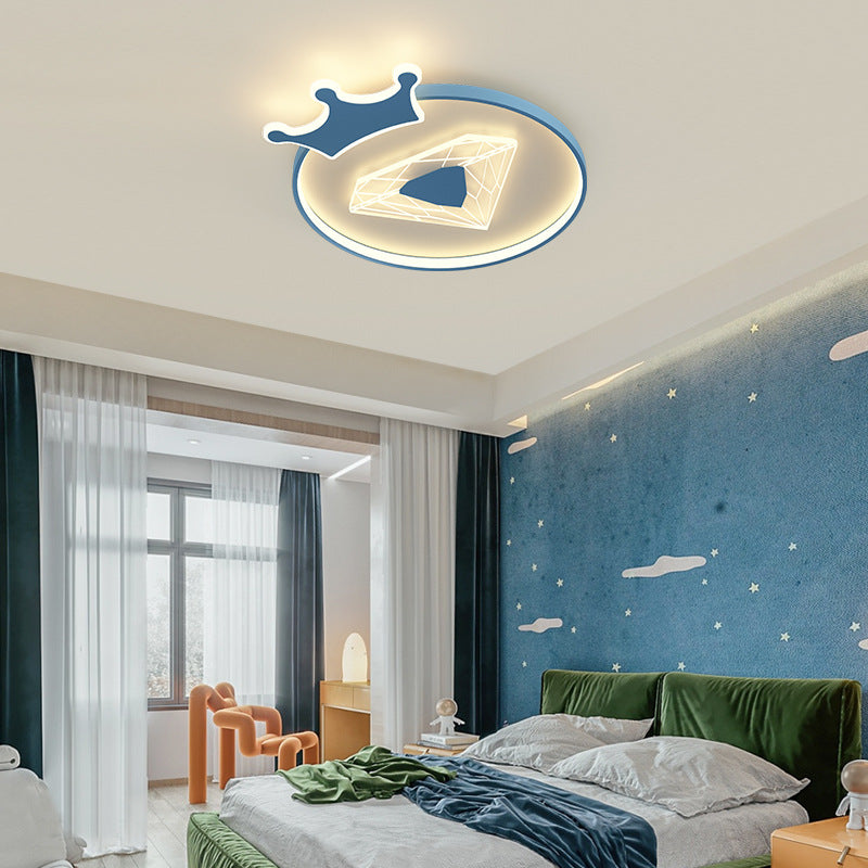 Children's Room Crown Ceiling Lamp led Room Bedroom Lamp Iron Art Boys Girls Energy-saving Eye Protection Cartoon Lamp Wholesale