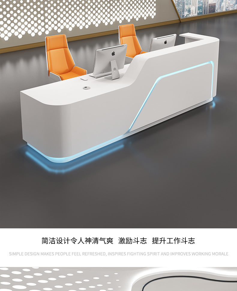Company Front Desk Reception Desk In Stock Simple Modern White Lacquer Office Desk Bar Counter Beauty Salon Counter Cashier Desk