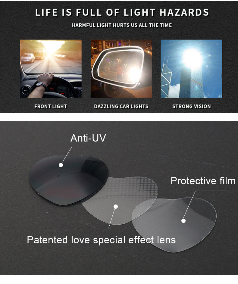 Light Changing Heart Romantic Glasses Night Internet Celebrity Same Style Sunglasses Trendy Heart Sunglasses Stage Performance