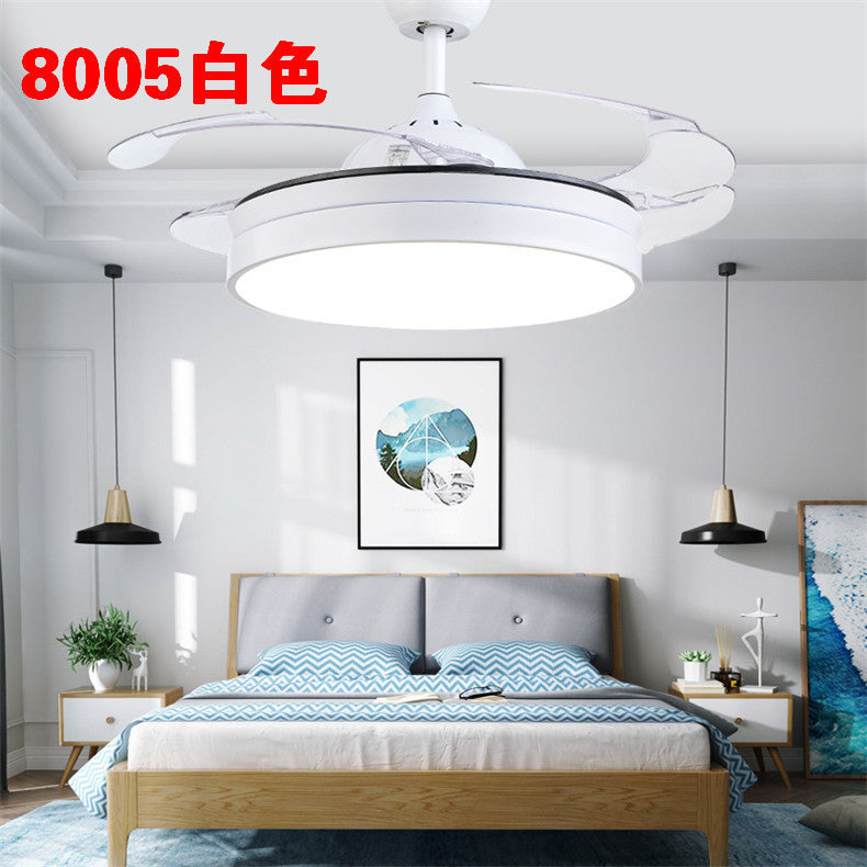 Invisible Fan Light Remote Control led Fan Chandelier Home Electric Fan Lamp scandinavian Iron Restaurant Lamp Crystal Ceiling Fan Lamp