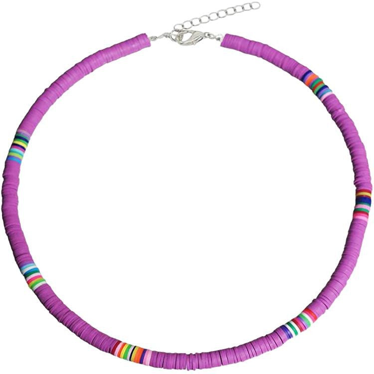 Hawaiian Women's Collarbone Chain6mm Colorful Soft Clay Lobster Clasp Chain Necklace Beach Soft Clay Necklace