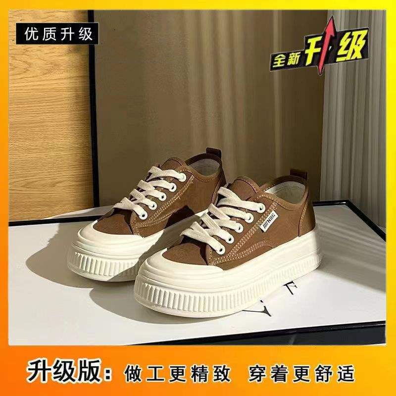 Yuechen Thick-Soled Canvas Shoes for Women, Versatile Breathable White Sneakers2025Spring and summer niche casual sneakers