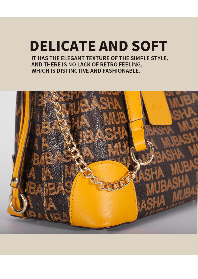 2024Summer New Trendy Fashion Vintage Bucket Bag Retro Style Single Shoulder Crossbody Printed Chain Handbag for Women