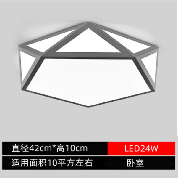 Minimalist Iron Art Acrylic Ceiling Light Nordic Diamond Geometric Hollow Children's Bedroom Colorful Macaron led Lamp