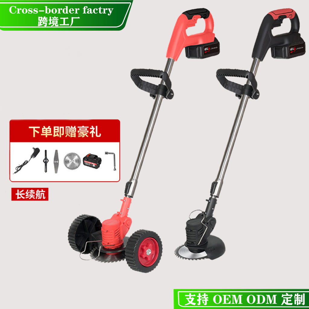 Lithium Battery Lawn Mower Weed Eater Rechargeable Household Grass Trimmer Electric Portable Garden Pruner Cordless