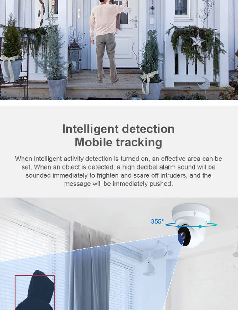 360Panoramic View WiFi Dome Camera V380Conch Wireless Camera Monitor HD Wide Angle