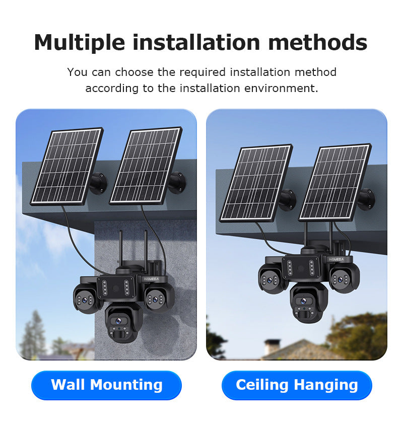 Three-eye Solar Camera AOV Low Power Consumption Camera9MP High Definition Full Color4G Solar Monitoring