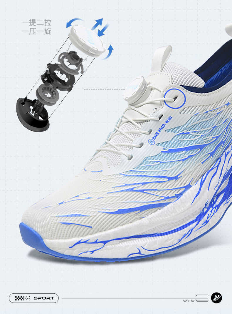 2025New Rotating Buckle Couple Fluorescent Trendy Fashion Running Shoes Real Explosive Carbon Plate Rebound Shock Absorption Sports Shoes