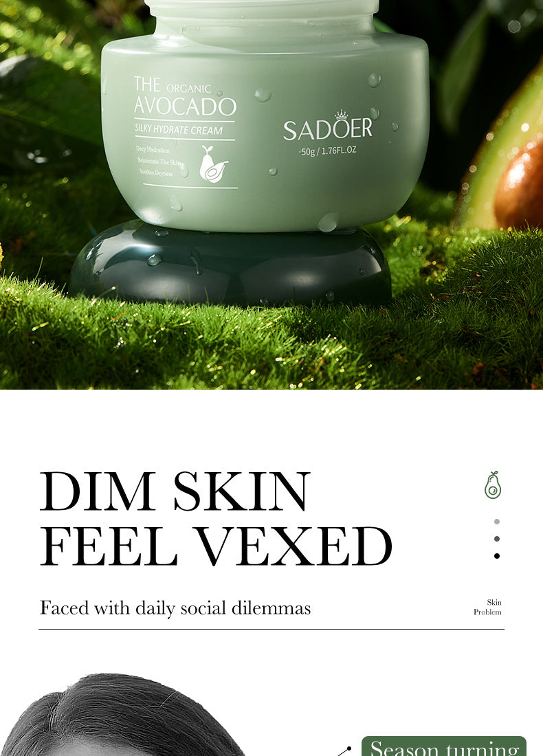 Avocado Face Cream SADOER Silky Hydrating Refreshing Non-Sticky Moisturizing Cream Cross-Border Wholesale