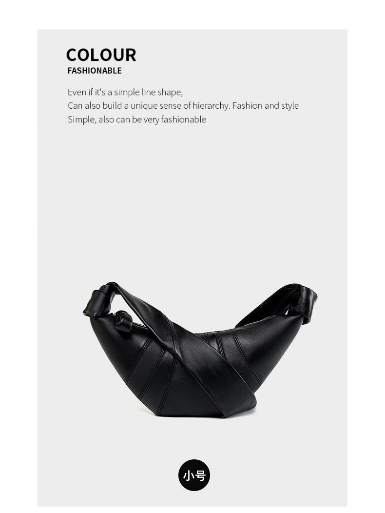 French Niche First Layer Sheepskin Croissant Bag Crossbody Lazy Style Genuine Leather Shoulder Crossbody Dumpling Bag for Women