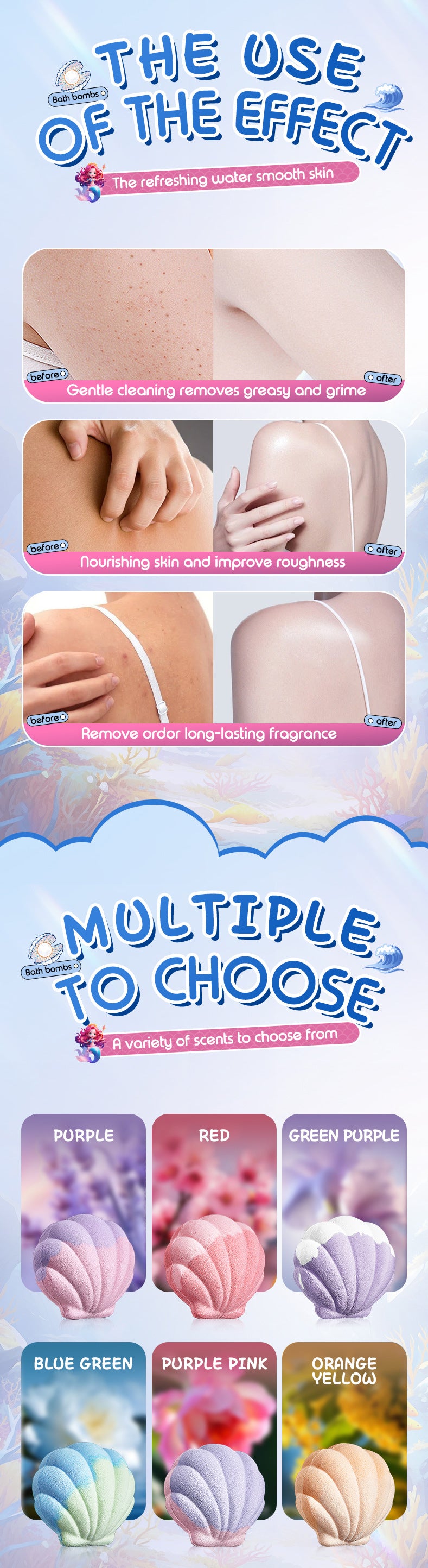 Shell Bath Salt Balls SADOER Deep Cleansing Body Bath Bath Salts Cross-Border Foreign Trade Wholesale