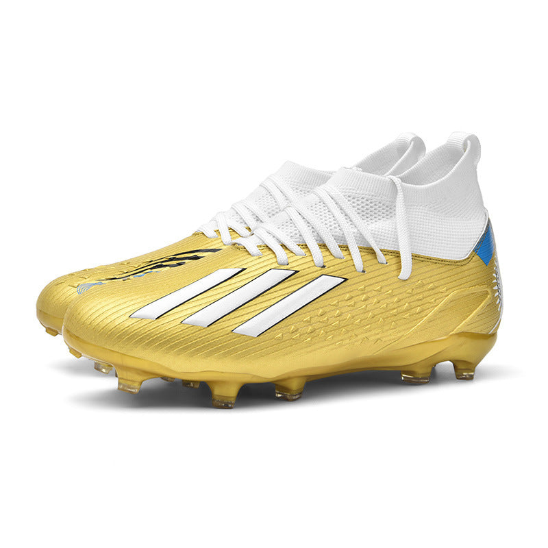 High-top Unisex Youth Soccer Shoes with Broken and Long Spikes for Grass Field Competition Training Student Sports Shoes