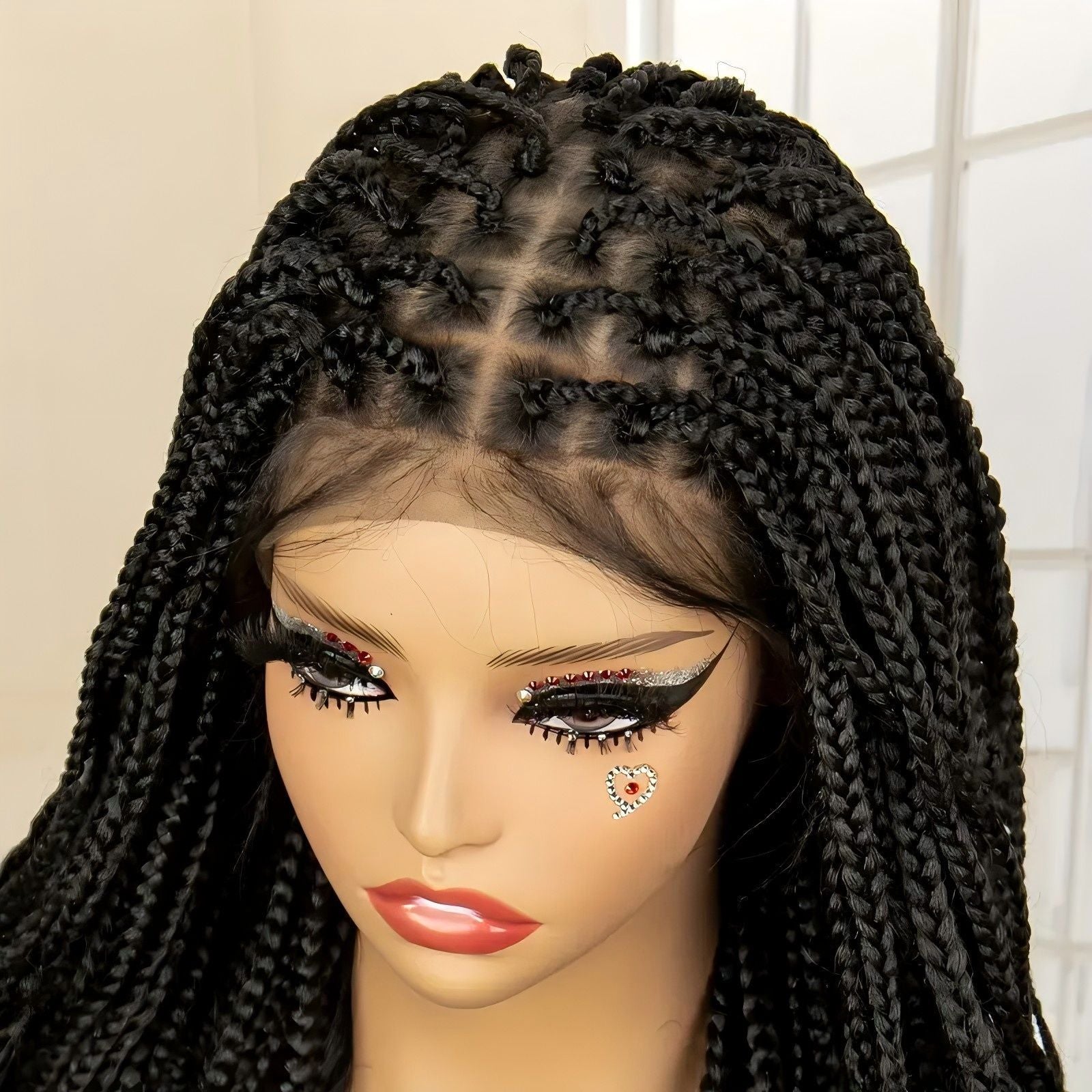 Cross-Border Hot-Selling French Curl Full Lace Hand-Woven Three-Strand Braid Women's Wig Braid hair Headband Style