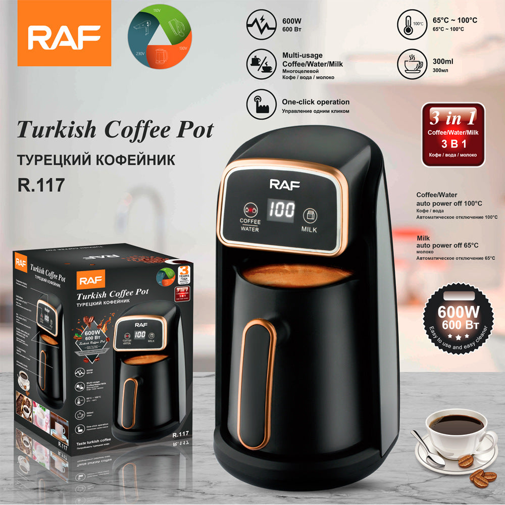 RAF European Standard Turkish Coffee Pot High Temperature Resistant Hot Water Kettle Coffee Maker Visual Tea Maker Milk Warmer