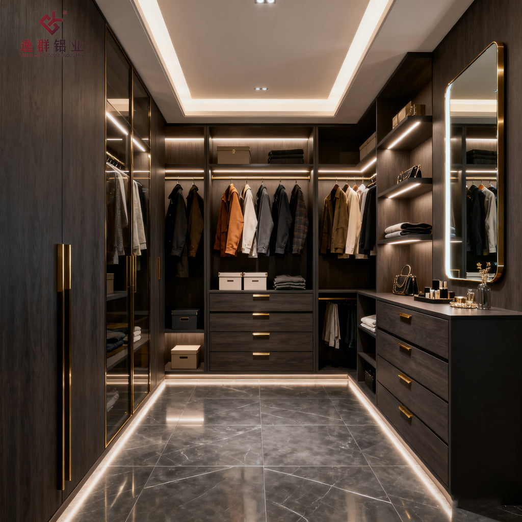 Custom Whole House Walk-in Closet Support Customization with Pictures Simple Modern Aluminum Alloy Wardrobe Source Factory