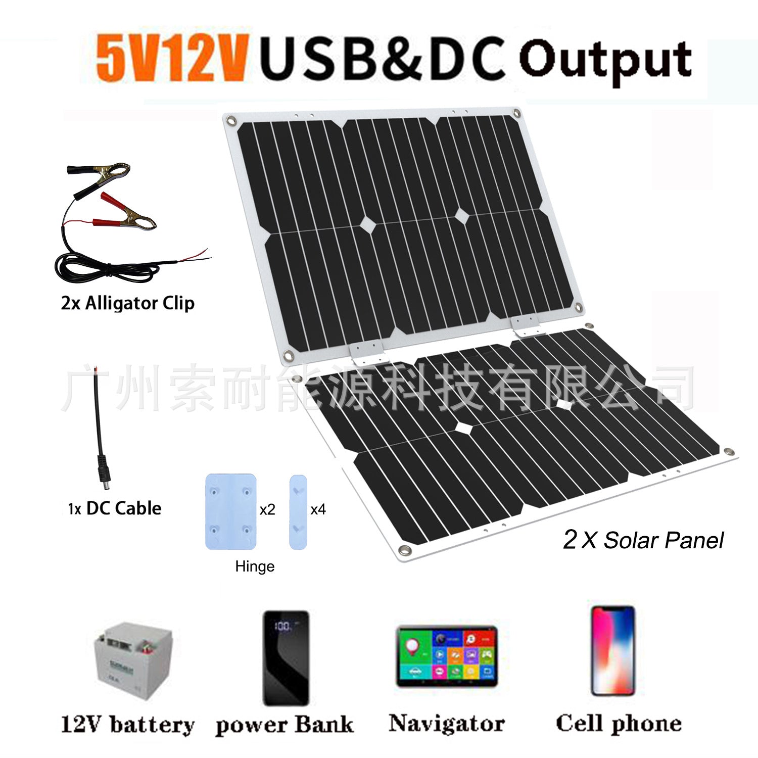 Monocrystalline Solar Charging Panel18W 36W 54W 72W Solar Panel5V Double USB Export Platform