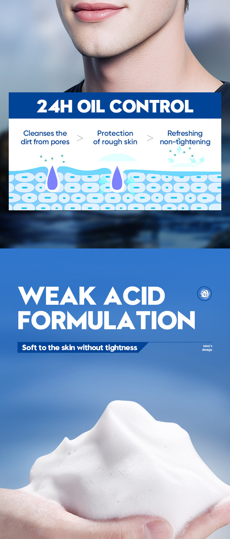 Men's Amino Acid Refreshing Cleanser SADOER Cleansing facial cleanser cross-border foreign trade wholesale