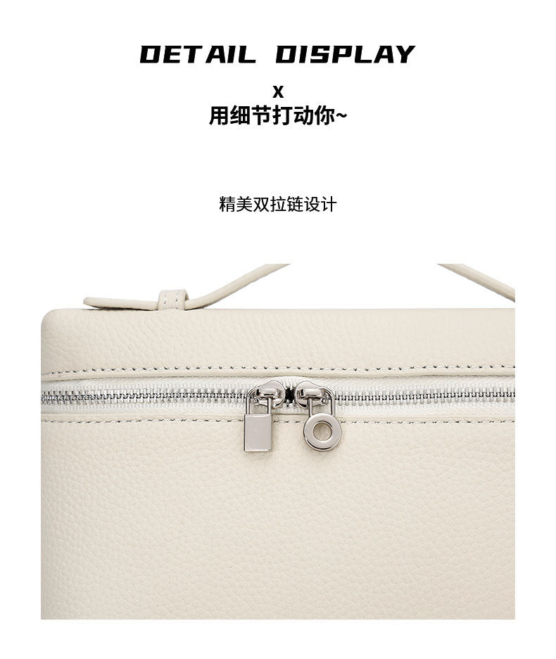 GIgi Same Style Women's Bag Niche Elegant Handheld Lunch Box Bag Women Simple Top Layer Cowhide Single Shoulder Crossbody Small Bag