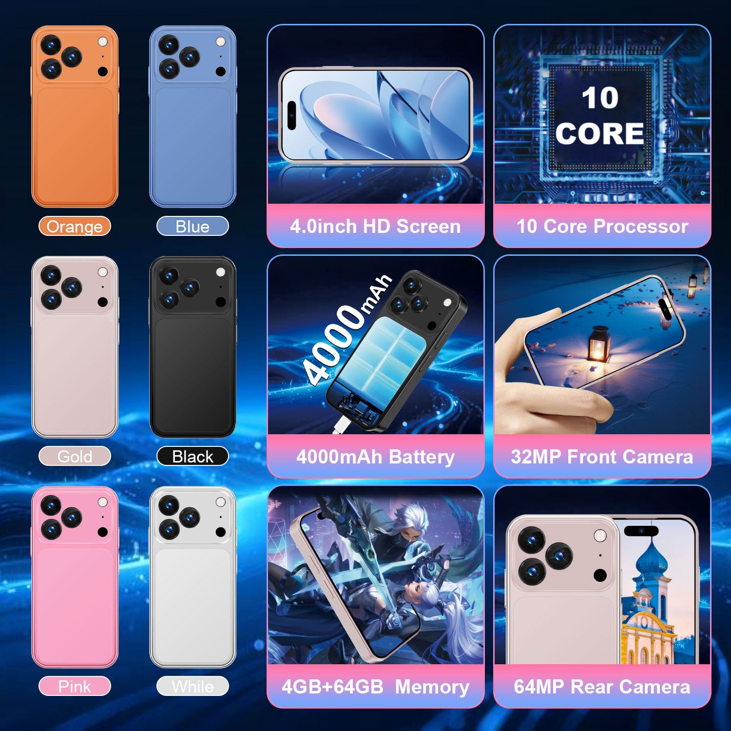 Hot Selling Product Mini i17Mini Smartphone4+64G All-Network Dual-SIM Dual-Standby Android mini Mobile Phone