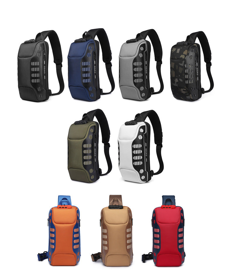 OZUKO Men's Chest Bag Anti-Theft Waterproof Chest Bag Trendy Fashion Crossbody Bag Large Capacity Business Shoulder Bag