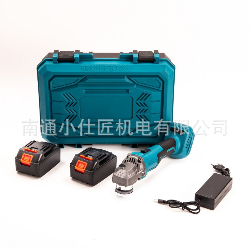 Rechargeable Lithium Battery Tool Brushless Angle Grinder Two Batteries One Charger Cross-Border AliExpress Model Household Grinding Angle Grinder