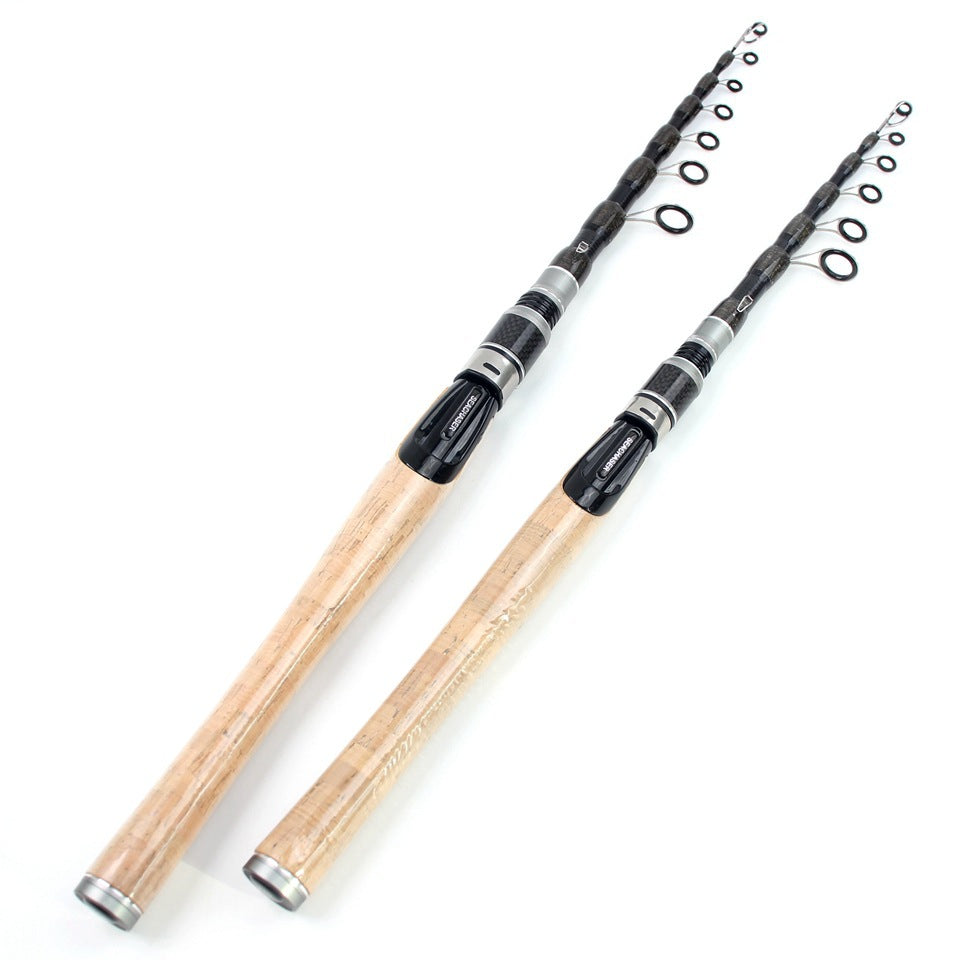 Wooden Handle Portable Sea Rod Set Retractable Lure Rod Fishing Gear with Hair Band Single Rod Manufacturer Wholesale
