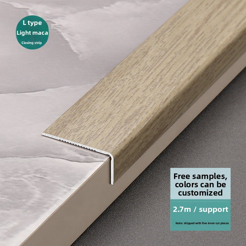 Aluminum alloy wood grain L Edge trim for wooden flooring at right angles7Decorative tile edge trim with embossed pattern for exterior corners