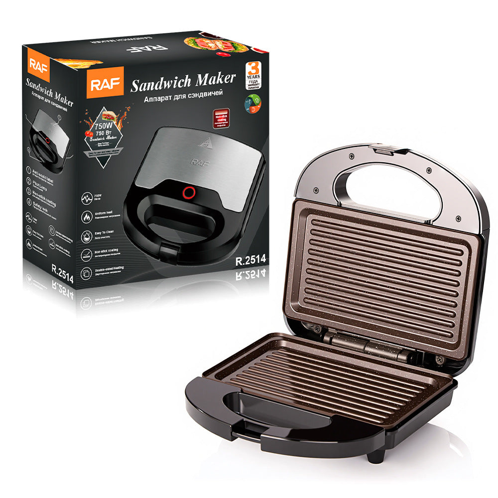 RAF EU Standard Household Portable Toast Bread Baking Electric Griddle Sandwich Maker Breakfast Machine R.2514