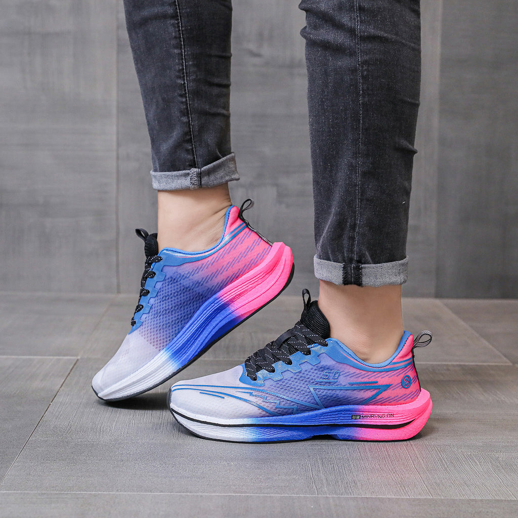 Carbon Plate Running Shoes Mesh Ultra-light Breathable Sports Shoes Men Couple All-match Casual Popcorn Running Shoes Breathable Lightweight