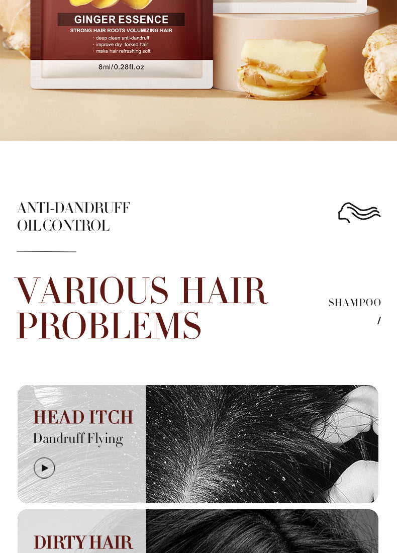 Ginger Shampoo Sachet SADOER Moisturizing, Smooth, Deep Cleansing, Portable Pack, Cross-Border Foreign Trade Wholesale